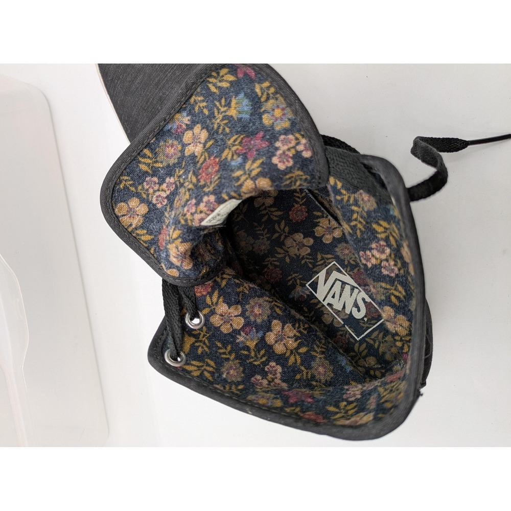 Vans High Top Sneakers Womens 11 Black Floral Lined Lace Up Skate Shoes - Picture 10 of 12